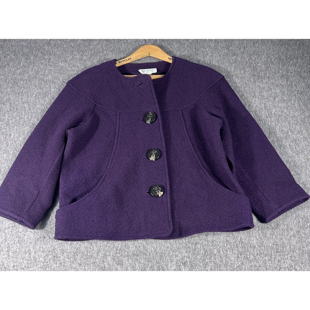 TALBOTS COLLECTION Purple Merino Wool Jacket Pockets Big Buttons Size‎ M City